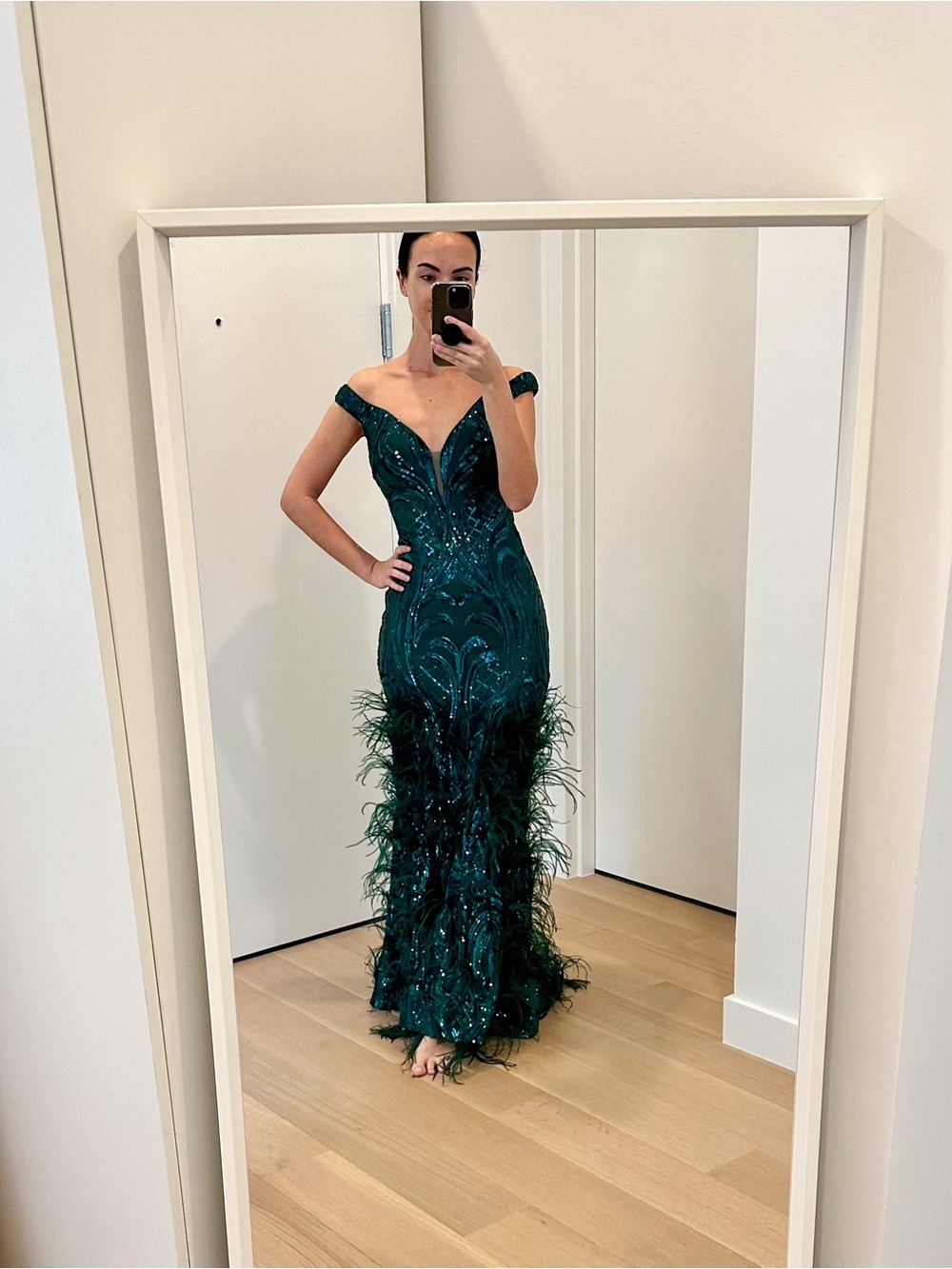 Emerald Green Evening Prom Gown JOVANI
